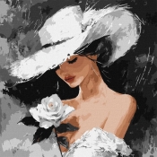 Malowanie po numerach - Biała róża 40x40cm