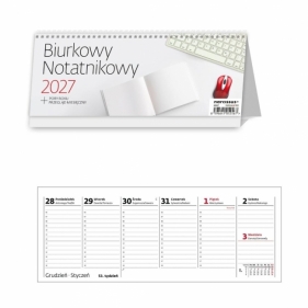 Kalendarz 2027 biurkowy tygodniowy notatnikowy