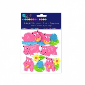 NAKLEJKI 3D Z PIANKI HIPOPOTAMY 10 SZT-DALP BPZ - KSPI-309