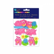 NAKLEJKI 3D Z PIANKI HIPOPOTAMY 10 SZT-DALP BPZ