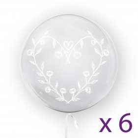 Tuban, balon ślubny 45 cm - Serce kwiatowe (6 sztuk) (TU 3756)