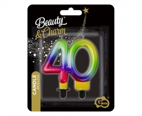 Świeczka - liczba 40 na urodziny, B&C, Galaxy, 7,5 cm (SF-S40G)