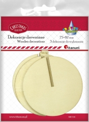 Drewniana dekoracja 3D: Świąteczna bombka - 3 szt. (412639)
