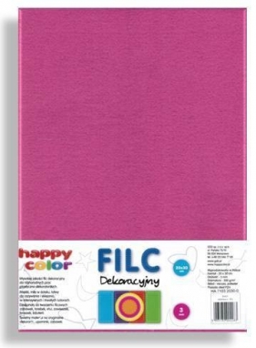 Filc dekoracyjny Happy Color, 3mm, 5ark, 20x30 cm, RÓŻOWY