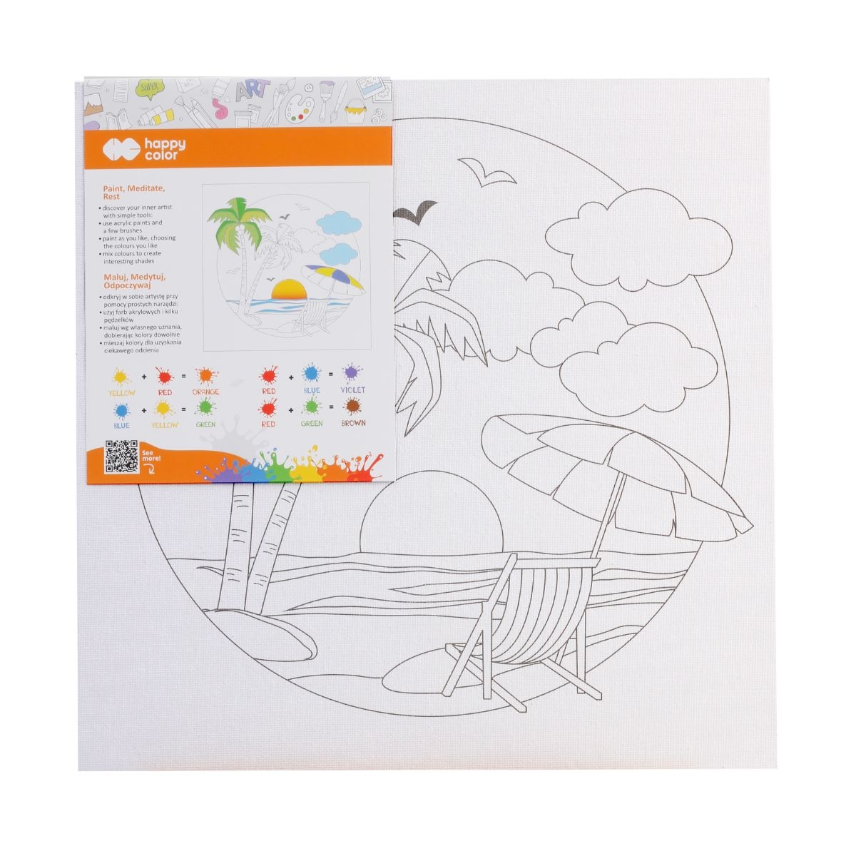 <img src='https://webimage.pl/pics/569/6/dHA-7392-2525-LN01.jpg' style='height:440px' /> Podobrazie bawełniane 25x25, tablica malarska MDF z nadrukiem, Pejzaż, Happy Color