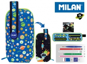 Multipiórnik Milan owalny z 4 piórnikami SH niebieski wzorki