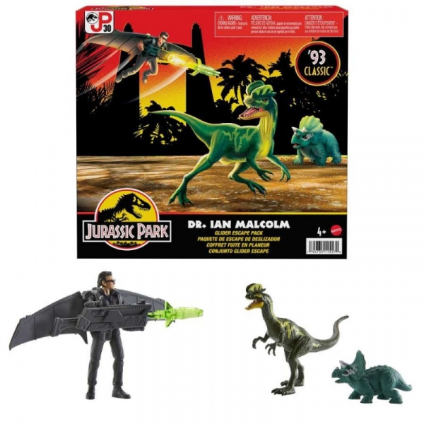 Zestaw figurek Jurassic World Ian Malcolm z dinozaurami (HLN18)