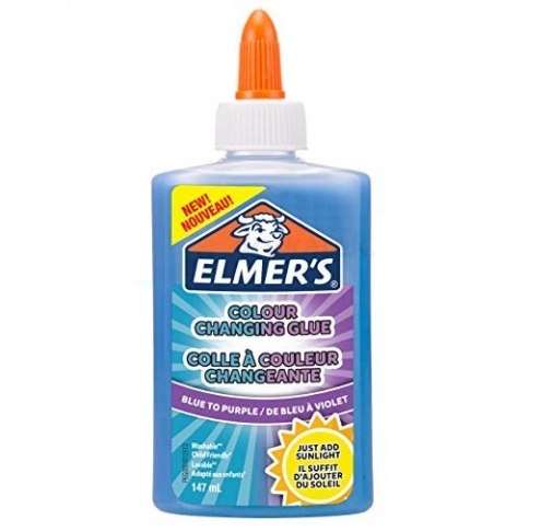 Elmer's klej PVA zmieniający kolor z niebieskiego w fioletowy, zmywalny, 147 ml - doskonały do Slime (2109507)