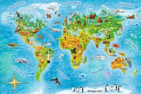 Puzzle edukacyjne 104: Mapa Świata dla dzieci (15557)