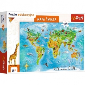 Puzzle edukacyjne 104: Mapa Świata dla dzieci (15557)