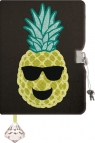 Pamiętnik z kłódką włochacz & cekiny dwustronne Pineapple A5, 96 kartek, linia