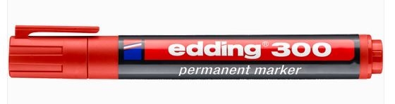 Marker permanentny Edding czerwony 
okągła końcówka 1,5-3mm (300/002/CZ ED)