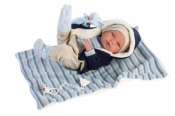Lalka 73857 bobas Nico na kocyku w paski 38cm