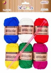 Włóczka 43m 6szt MIX, drut 25m