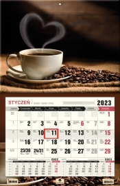 Kalendarz 2023 ścienny jednodzielny 3 XL Kawa