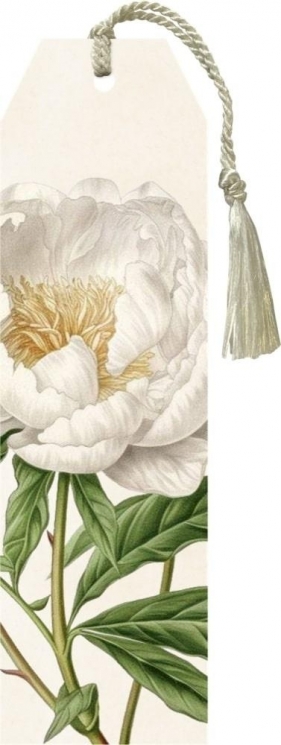Zakładka 157 ze wstążką Biała piwonia