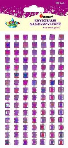 Kryształki samoprzylepne kwadraty fioletowe 98szt 16078A