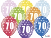 Balon gumowy Partydeco gumowy 70 urodziny, mix kolorów 30 cm / 6 szt. mix (SB14M-070-000-6)