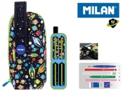 Multipiórnik owalny z 4 piórnikami SH czarny wzorki