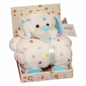 Kropeczka Pies z kocykiem niebieski 25 cm (4817b)