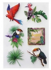 Naklejki 3D samoprzylepne Ptaki Dźungla 6 sztuk
