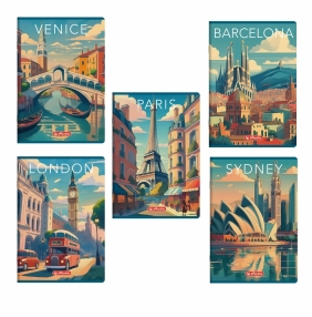 Zeszyt Herlitz Retro City A5/60k linia z marginesem, 1 szt