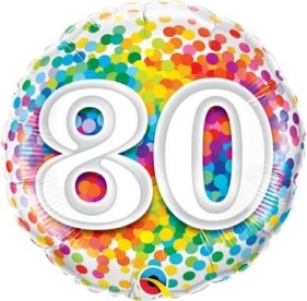 Balon foliowy Godan 80 urodziny konfetti 18cal (49559)