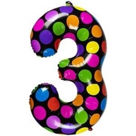 Balon foliowy cyferka 3 w kropki