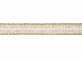 Juta Partydeco Taśma jutowa z białą koronką szerokość ok. 4 cm, długość ok. 5 m (TJ4-4)