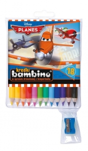 Kredki Bambino drewniane 12 kolorów z temperówką Planes - <br />