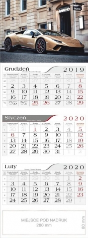 Kalendarz 2020 Trójdzielny Samochód sportowy CRUX