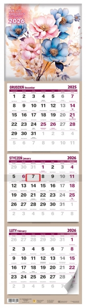 Kalendarz trzymiesięczny mini lux 2026