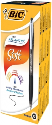 Długopis Atlantis Soft czarny pudełko 12 sztuk