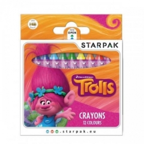 Kredki woskowe 12 kolorów Trolls