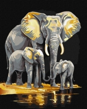 Malowanie po numerach - Rodzina słoni 40x50cm