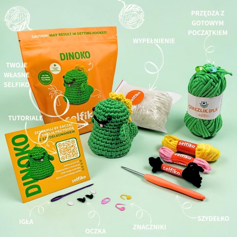 Zestaw do szydełkowania dinozaur Dinoko