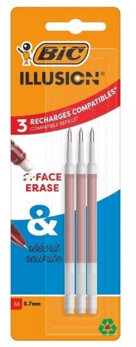 Wkład żelowy Illusion 0,7mm czerwony 3szt BIC