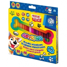 Kredki ołówkowe dwustronne trójkątne z temperówką, 48 kolory