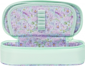 Piórnik z klapką Oxford Flowers - zielony