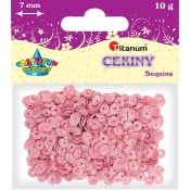 Cekiny okrągłe 7mm 10g - paseczki różowo-białe (304593)