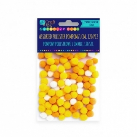 Pompony poliestrowe 1 cm mix żółty, 120 szt. (KSPO-053)