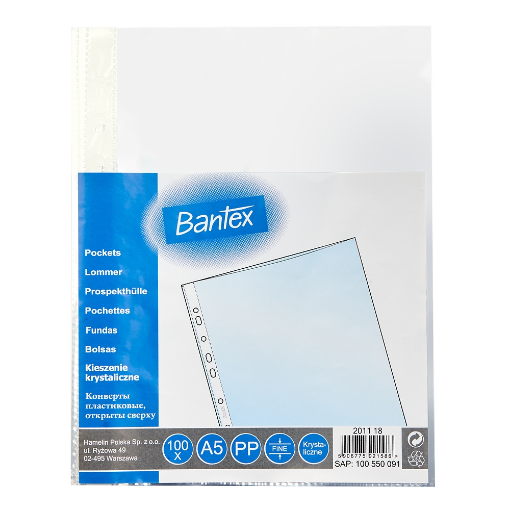 Koszulki A5/100szt. krystaliczne na dokumenty