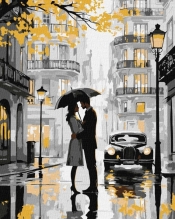 Malowania po numerach - Pocałunek w deszczu 40x50