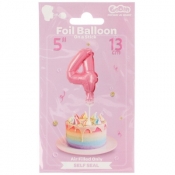 Balon foliowy Godan różowy 13 cm cyfra 4 (BC-5RO4)