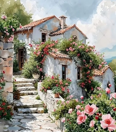 <img src='https://webimage.pl/pics/587/3/d5906196013587.jpg' style='height:440px' /> Diamentowa Mozaika Dom wśród kwiatów NO-2001358