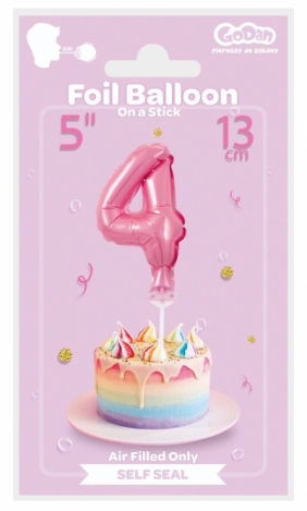 Balon foliowy Godan różowy 13 cm cyfra 4 (BC-5RO4)
