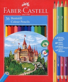 Kredki Zamek, 36 kolorów (+ 3 dwustronne + temperówka)