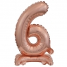  Balon foliowy mini cyfra 6 na stojaku różowe złoto
