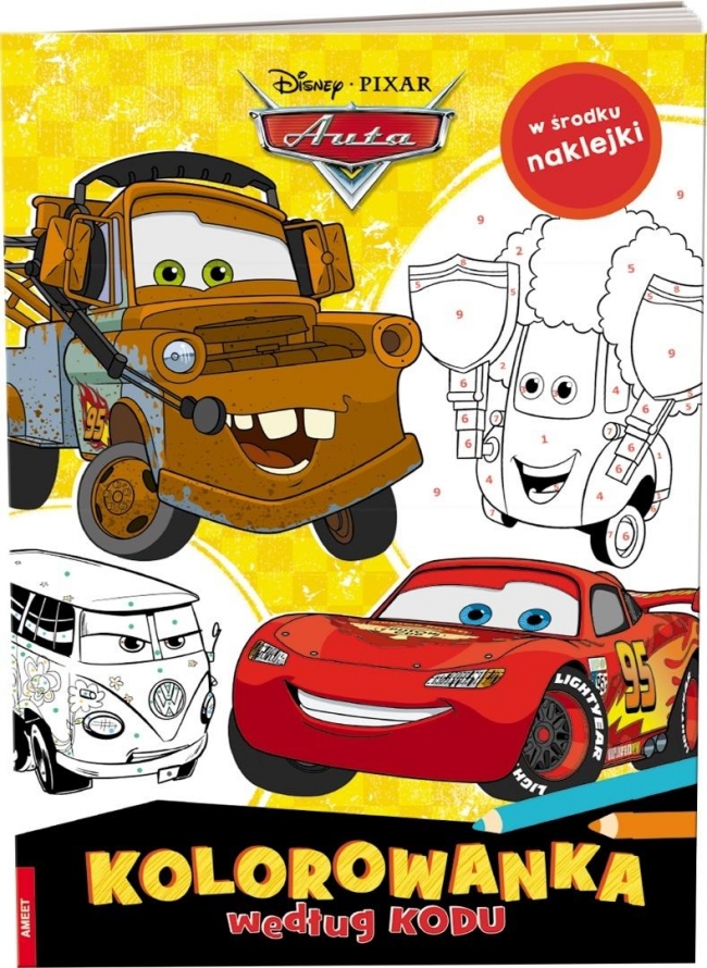 Disney Pixar. Auta. Kolorowanka według kodu