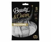 Balony Beauty&Charm platynowe srebrne 46cm 5szt